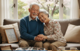 寄り添うシニアのご夫婦